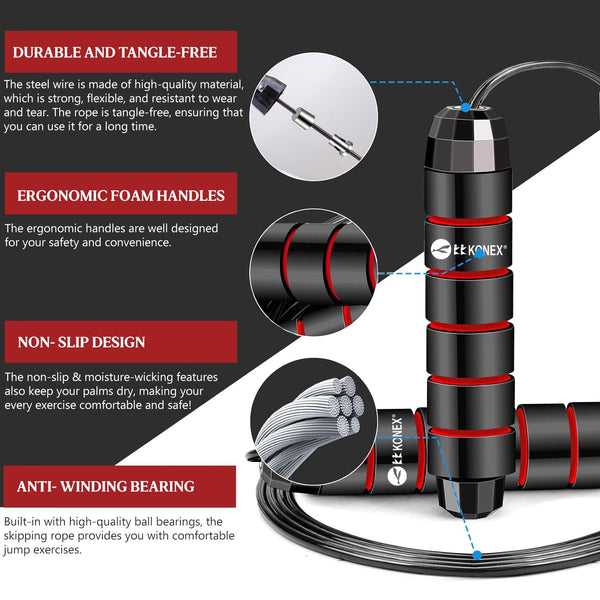 High-Speed Skipping Rope with Foam Padded Handles (1 Pc)