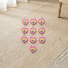 Cute Heart Flower Design Bag Charm Keychain Set (10 Pc)