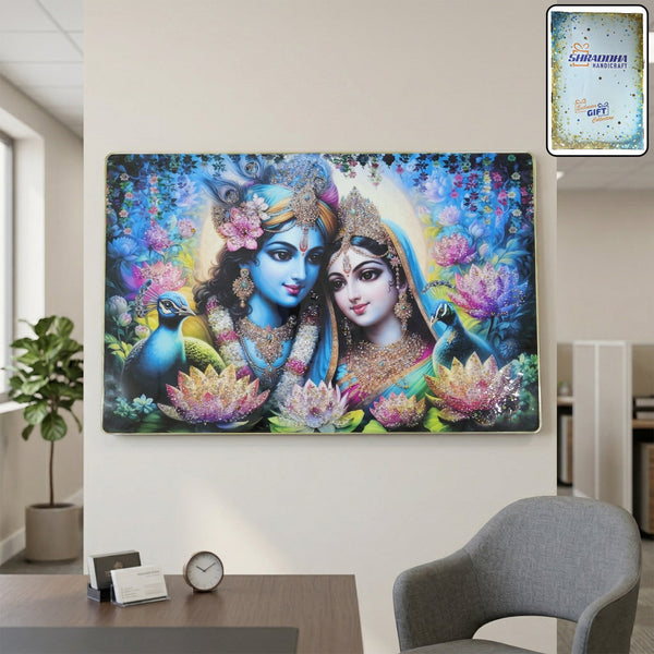 Premium Radha Krishna Decorative Wall Frame Painting (1 Pc, 89x58 Cm)