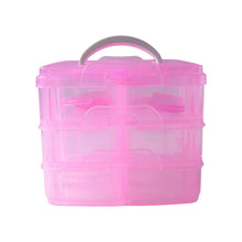 3-Tier Transparent Craft Storage Box with 18 Adjustable Compartments